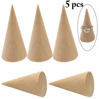 5 Pcs/Set Ring Organizer Holder Creative Wood Cone Shaped Jewelry Display Holder Home Party Decoration Crafts Kits Accessories