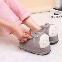 ✳◇┅ TOTORO plush slippers cute childrens all-inclusive heel home non-slip MY NEIGHBOUR cotton shoes indoor leisure slippers soft and warm For Kids Adults