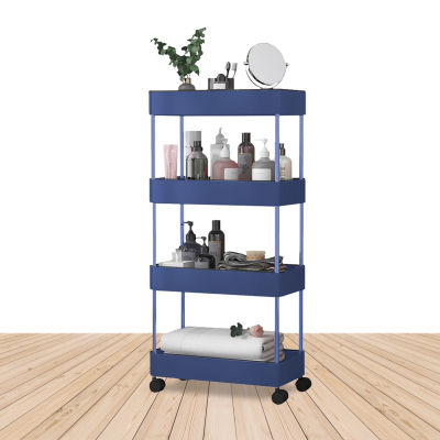 Slim Storage Trolley ห้องอาบน้ำ Rolling Utility Cart Mobile Shelving Unit ออแกไนเซอร์สำหรับห้องน้ำห้องครัวซักรีดห้องนอน Easy