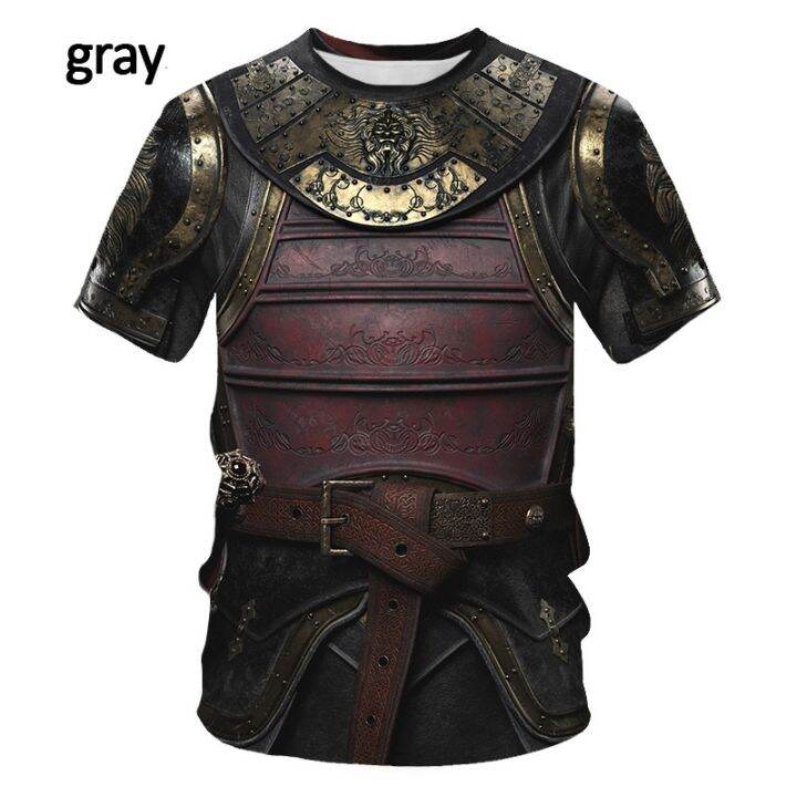 2023-new-medieval-armor-3d-print-t-shirt-mens-casual-funny-round-neck-short-sleeved-t-shirt-s-5xl