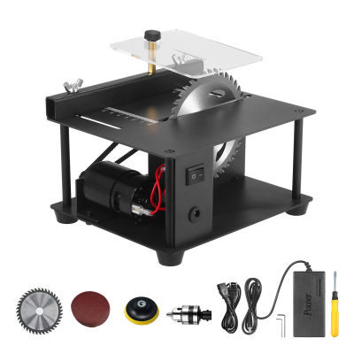 Multi-Functional Table Saw Mini Desktop Saw Cutter Electric Cutting Machine with Saw Blade Grinding Wheel Adjustable-Speed 35MM Cutting Depth for Wood Plastic Acrylic Cutting EU