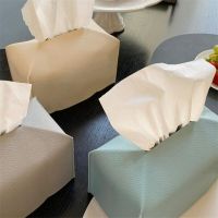 Tissue Box Cover Soft Leather Foldable Handkerchief Box Napkin Holder For Living Room Kitchen Desktop Tissue Boxes