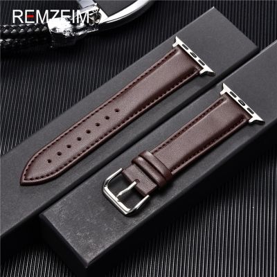 Calfskin Casual Leather Watchband 42/44/45mm Strap for Apple Watch 8 7 6 SE 5 4 3 Soft Leather Band 38/40/41mm for Apple Watch