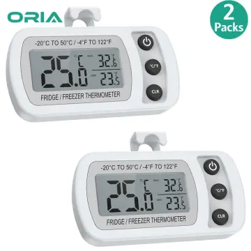 ORIA Refrigerator Thermometer with Large LCD Display, 2 Pack Digital Freezer  Thermometer, Black 