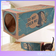 elegantstunning Foldable Paper Box Dual Way Tunnel Funny Print Cat House