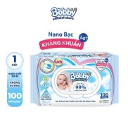 Khăn ướt Bobby không mùi 100 tờ gói Xanh