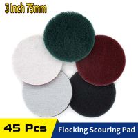 45 PCS 3 Inch 75mm 240-800 Grit Multi-purpose Flocking Scouring Pad Industrial Heavy Duty Nylon Cloth for Polishing Grinding