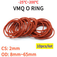 【2023】10pcs Red VMQ Silicone Ring Gasket CS CS 2mm OD 8 ~ 65mm O Ring Rubber Seal pressure cooker o-ring food high temperature gasket