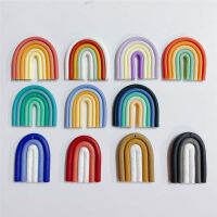 Newest 30pcslot color print geometry Arched rainbow shape Soft pottery Fimo clay beads diy jewelry earringgarment accessory