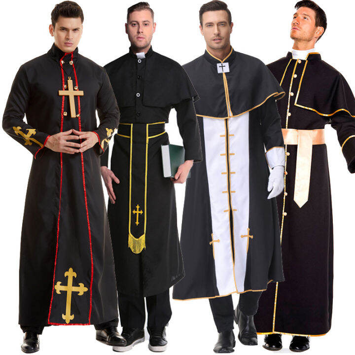 Adult Medieval Priest Costume For Men Christian Catholicism Priest robe
