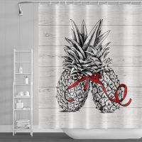 Modern Simple Pineapple Pattern Shower Curtain Colorful Multi-size Bathroom Curtains with 12pcs Hooks Waterproof Bathing Cover