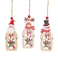 Wooden Christmas Decorations Santa Claus Snowman Elk Hanging Pendant for Xmas Tree Decoration New Year 2022 Home Decor Kids Gift