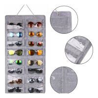 16 Slots Felt Eyeglasses Stand Holder For Sunglasses Glasses Storage Display Hanging Bag Wall Pocket Storage Box Organizer Bags Tool Storage Shelving