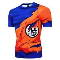 【Mens clothing】เสื้อยืดผู้ชาย39; S Goku 3D พิมพ์ลายเคลื่อนไหวเสื้อ GokuPrinted แขนสั้นลำลองสบายๆ TopT เสื้อ