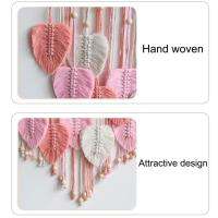 Macrame Tapestry กับ Leaves Tassels ตกแต่งทอ Leaf Tapestry Handmade Aesthetic พู่ใบ Bohemian Chic Wall Decor