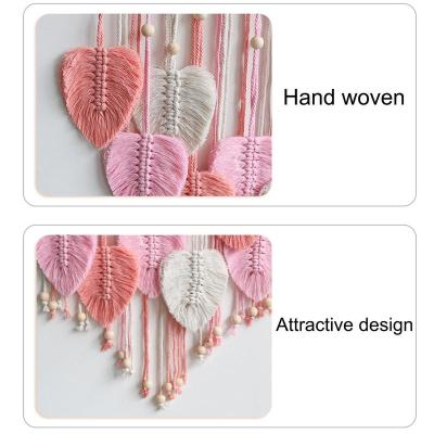 Macrame Tapestry กับ Leaves Tassels ตกแต่งทอ Leaf Tapestry Handmade Aesthetic พู่ใบ Bohemian Chic Wall Decor