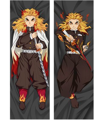 ปลอกหมอนลาย Demon Slayer Rengoku Kyoujuriu Dakimakura,ปลอกหมอนการ์ตูนอนิเมะ Kimetsu No Yaiba กอดร่างกายหมอนคลุมหมอน Otaku