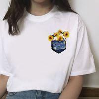 Sunflower พิมพ์ Tshirt Van Gogh Art T เสื้อแฟชั่นผู้หญิงเสื้อ Harajuku เสื้อยืดหญิง Tee Camiseta Feminina