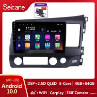 Seicane - 10.1 inch IPS หน้าจอสัมผัส Android 10.0 วิทยุรถยนต์ GPS โฮสต์ 2006 2007 2008 2009 2010 2011 HONDA CIVIC RHD 2Din เล่นมัลติมีเดียสนับสนุน SWC แบ่งหน้าจอ Netflix Playstore วัด YouTube