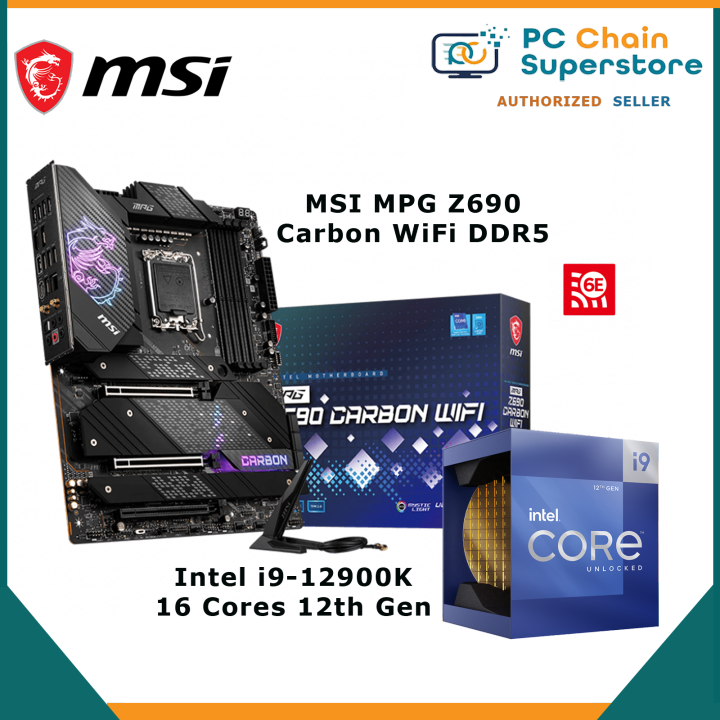 Intel i912900K Core i9 12th Gen LGA1700 16 Cores Processor + MSI MPG Z690 Carbon WIFI DDR5 ATX