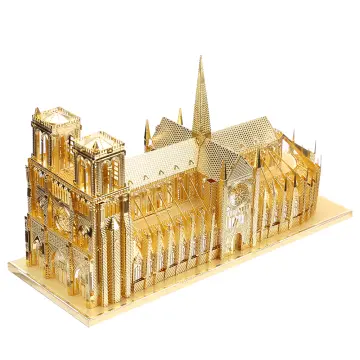 Cubicfunnotre Dame Cathedral 3d Metal Puzzle - Adult Diy Model Building Kit