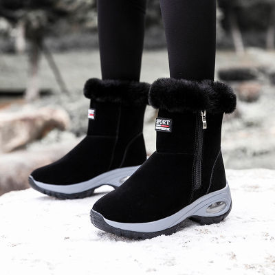 SZHYDZ 2022ฤดูหนาวรองเท้ารองรับการกระแทกสตรีรองเท้าผ้าฝ้ายมีซิปรองเท้าบูทพื้นหนาฉบับภาษาเกาหลีอบอุ่น