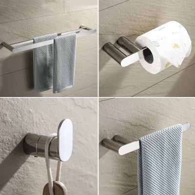 【jw】✳✒ Conjunto de acessórios do banheiro ferragem aço inoxidável espelho polido barra toalha suporte papel anel robe gancho