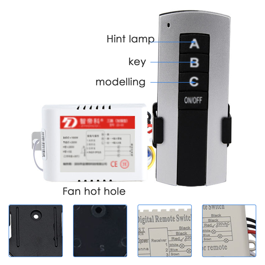 1/2/3 Channel Switch ON/OFF 110/220V Wireless Remote Control Switch Receiver Transmitter for Lamp Light Electrical Equipments
