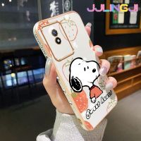 Jjlingji เคสสำหรับ Vivo Y02 Y11 Y02A 2023เคสลายการ์ตูนสนูปี้ใหม่กรอบสี่เหลี่ยมพื้นผิวเคสซิลิกาเจลนิ่มกันกระแทกเคสมือถือฝาครอบป้องกันเลนส์กล้องถ่ายรูปทั้งหมด