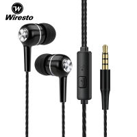 Wiresto หูฟังดีๆราคาถูก หูฟังมีไมค์ หูฟังบลูทูธ In-Ear Headphones Earphone Wired Earbuds Sport In Ear Headphone Stereo Headset3.5mm Jack Wired Cable Music Headphone HIFI Sound Quality No Ear Pain Earphone Headphone with