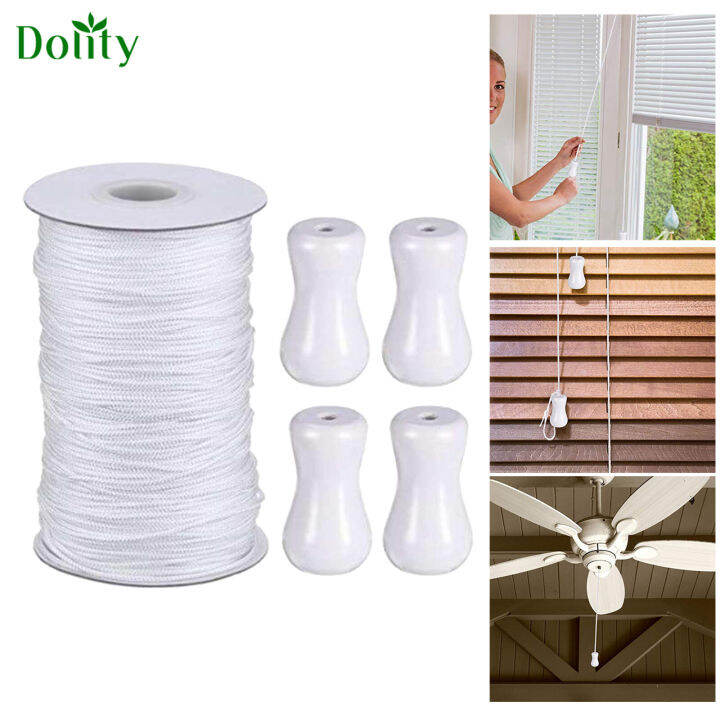 Dolity Blinds Cord String Window Wood Tassels/ knobs, 1.8 mm White