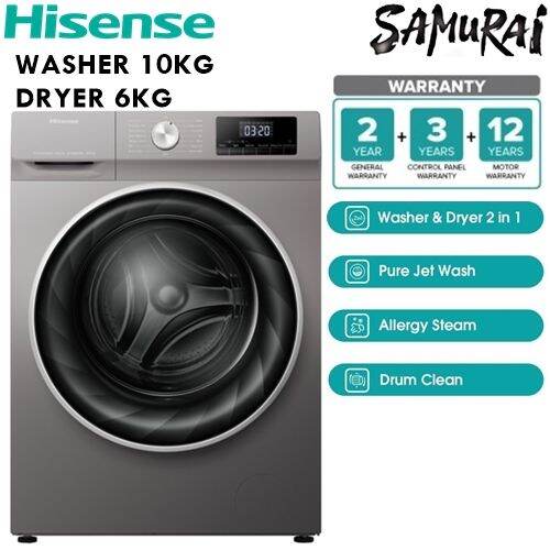 HISENSE FRONT LOAD WASHER 10KG DRYER 6KG WDQY1014EVJM | Lazada