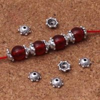 50pcs/lot Tibetan Silver Flower Bead Caps 6mm Handmade Beads Spacer Receptacle Accessories DIY Jewelry Making Tassel End Caps Beads