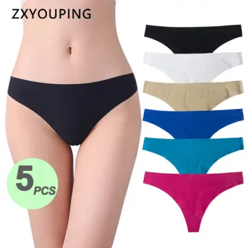 Fashion 5pcs Women Glossy Underwear Panty Low Waist Solid Color Satin Fabric  @ Best Price Online