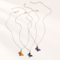 BM Korean INS Color Butterfly Necklace Tide Sweet Cool Girl Wild Clavicle Chain Titanium Steel