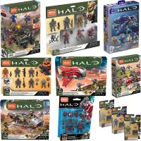 Mega Construx Bloks แอคชั่นฟิกเกอร์เกม Halo เดิม Mega Bloks โมเดลแกะสลักอนันต์บล็อกตัวต่อฮีโร่รัศมีของเล่นเด็กผู้ชาย