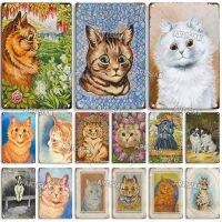 ARTISIAN Louis William Wain ภาพวาดป้ายโลหะดีบุก Cat Metal Plaque Wall Plate Man Cave Club Cafe Industrial Decor ป้ายโลหะ Unique Wall Art