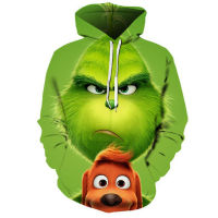 The Grinch Hoodie Unisex เสื้อสเวตเชิ้ตมีฮู้ดพิมพ์ลาย3D เสื้อมีฮู้ดแนวใหม่คริสต์มาสตลกๆลำลองเครื่องฮูดคริสต์มาส