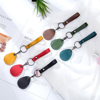 【CW】Cow Leather Card Holder Keychain Key Ring Door Lock Access Tags ID Card Case Keychain Access Card Bag Key Tag Ring