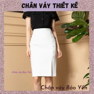 Chân Váy Bút Chì 2 lớp cao cấp màu trắng  Lazadavn