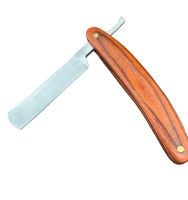 Mens Stainless Steel Straight Single Edge Razor with Rosewood Handle - Whitebeards Beard Choice