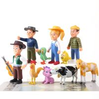 ZZOOI 10pcs/set Cute Happy Farm Action Figures La Granja De Zenon Red Barn Barnyard Farm Baby Animals PVC Dolls Toy Set Gifts