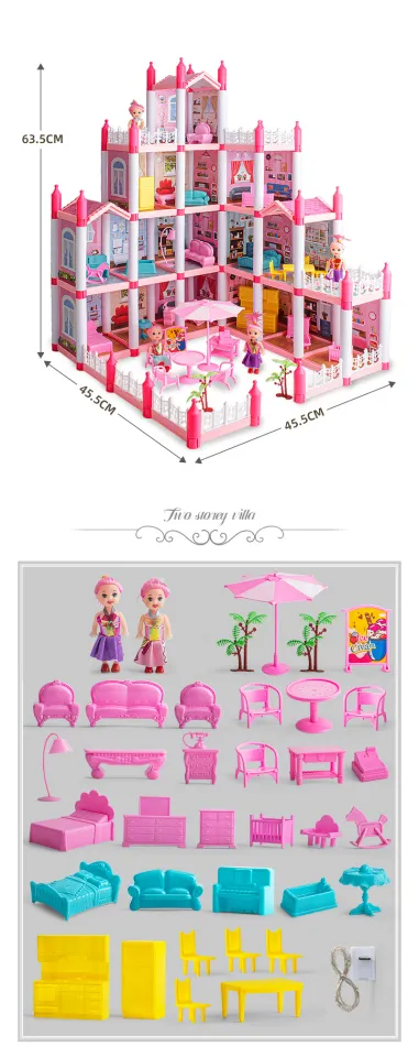 Free 2PCS dolls + Fairy Lights] SALE Big Dollhouse Multiple Floors