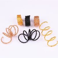 10Pcs Hair Braid Dread Dreadlock Silver Gold Black Rose Gold Beads Cuffs Clips Scaling Metal Spring Tube Ring Hair Accessories