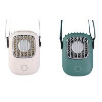 2set Hanging Neck Fan Hands Free Personal Fan Rechargeable Wearable USB Fans with An Adjustable Lanyard White &amp; Green