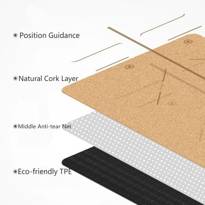 Artistic Natural Cork TPE Yoga Mat Nature Series Pilates Exercise Gym Fitness Skin-Friendly Non-Slip Styled Training Pads
