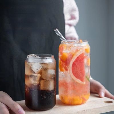 【CW】☬☍┋  360/500ml Glass Cup Reusable Coke Transparent Juice Beer Can Mug Drinkware Accessories