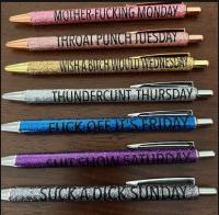7Pcs/set Funny Pens Nurses Pen Set Ballpoint Pen Set Christmas Party Favors Swear Word Daily Pen Set for Each Day of Week