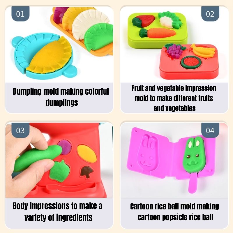 Intend Kitchen Playset Color Mud Play Dog Set Playthrough Set untuk kanak kanak Plastik Slime Set Main Makanan