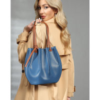 New handbag shoulder bucket bags fashion hand carry high-quality contrasting color leather womens bag